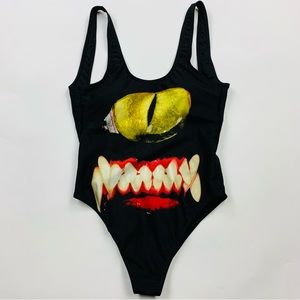 Iron Fist Eyeball Mouth One Piece Swim Suit